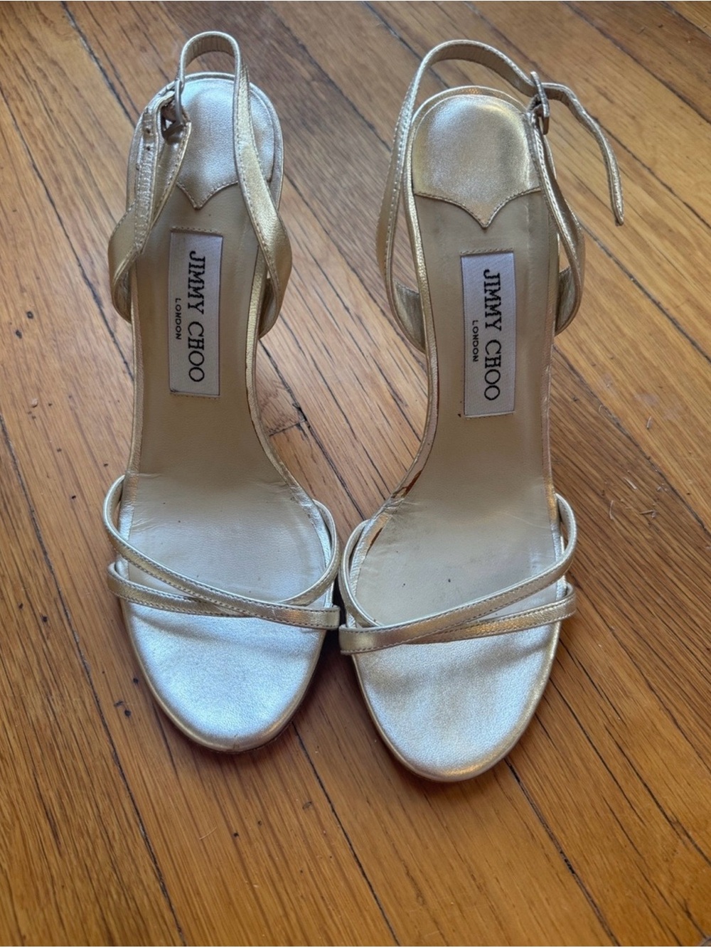 Jimmy Choo Metallic Gold Strappy High-Heel Sandals